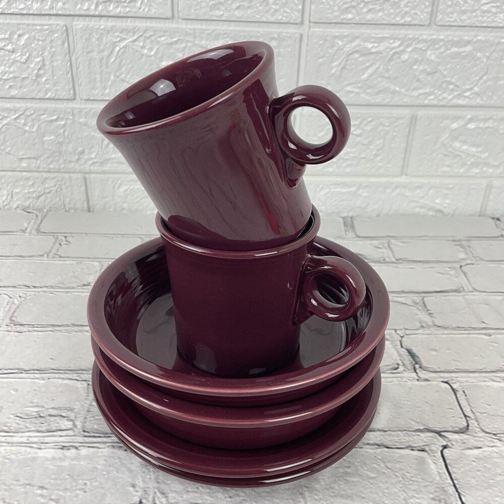 6 Bundle Lot Fiesta Cinnabar Maroon Dinnerware Set Cereal Bowls Plates Mugs